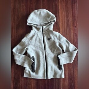 Nike Tech Light Gray Full-Zip Kids Hoodie- Medium